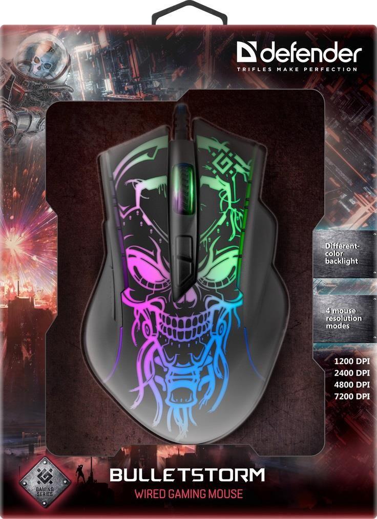 Mysz przewodowa Defender BULLETSTORM GM-928 7200dpi Gaming 7P RAINBOW — zdjęcie 3