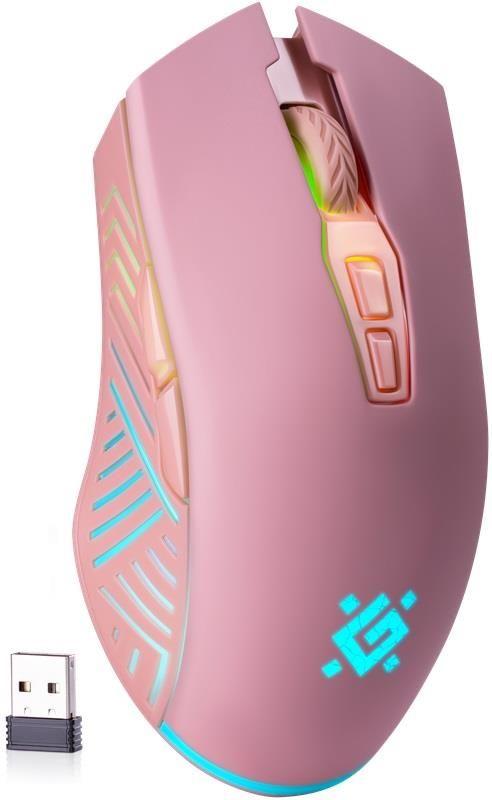Mysz bezprzewodowa Defender PANDORA GM-502 optyczna 3200dpi różowa RGB AKUMULATOR 7 przycisków Gaming bezklikowa silent — zdjęcie 4