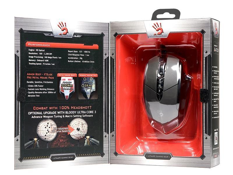 Mysz przewodowa A4Tech Bloody V7m V-Track USB Holeless Aluminiowe czarna — zdjęcie 5