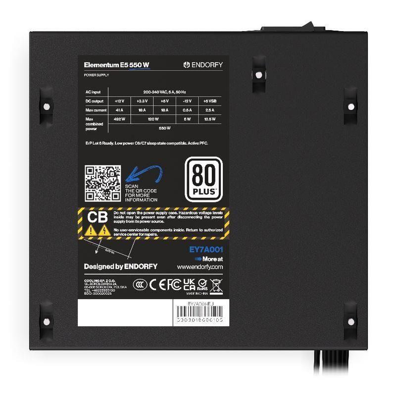 Zasilacz Endorfy Elementum E5 550W ATX 120mm 80 Plus aPFC — zdjęcie 6