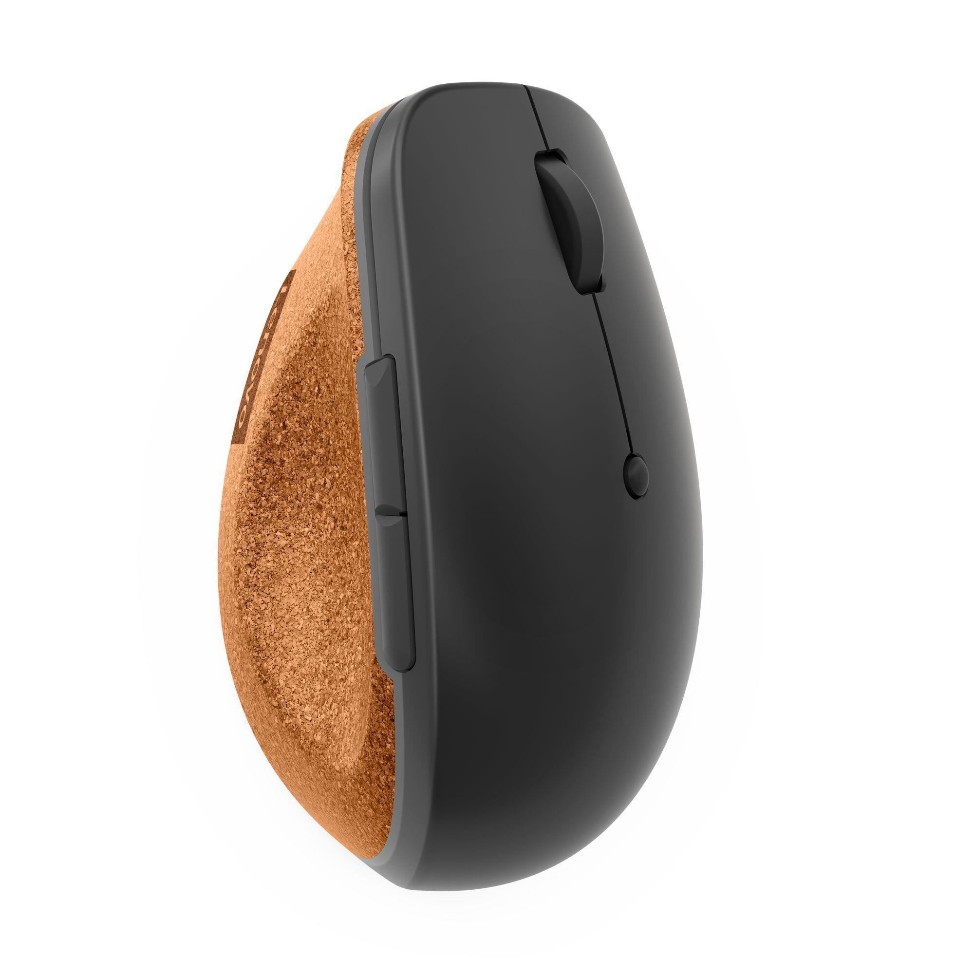 Mysz bezprzewodowa Lenovo Go Wireless Vertical Mouse optyczna szara z naturalnym korkiem — zdjęcie 1