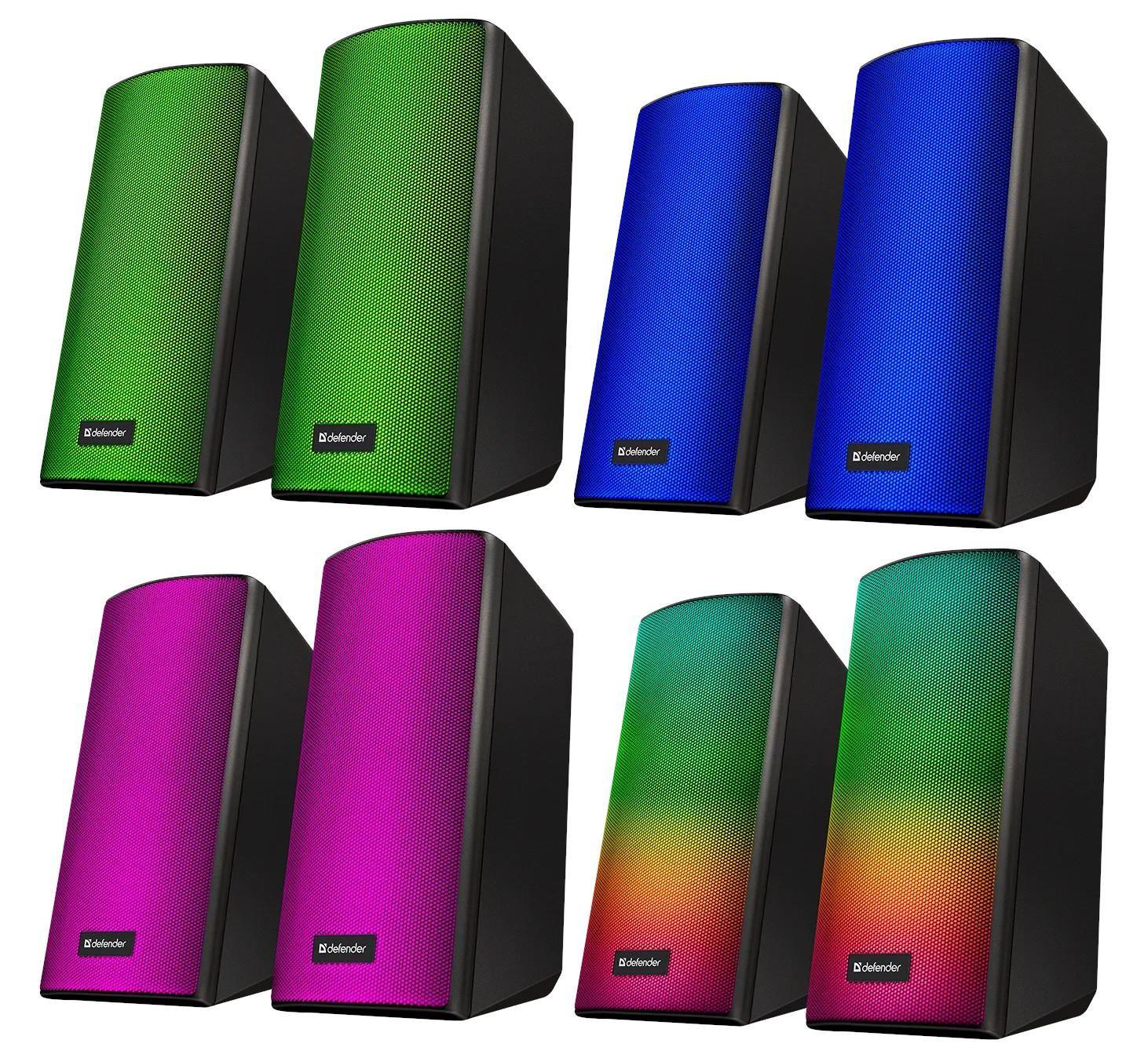 Głośniki Defender SPITFIRE 2.0 6W Bluetooth USB podświetlenie RGB MP3 — zdjęcie 7