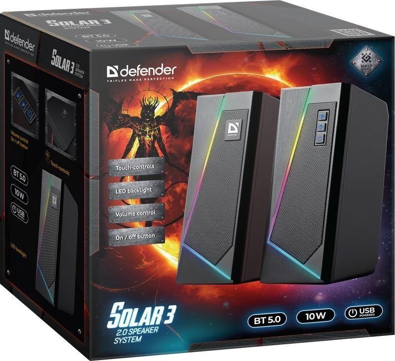Głośniki Defender SOLAR 3 2.0 10W Bluetooth USB podświetlenie RGB — zdjęcie 3