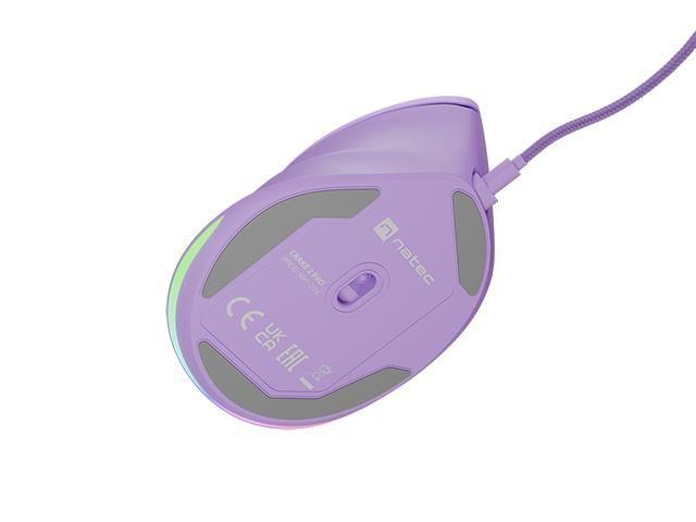 Mysz przewodowa Natec Crake 2 PRO 12800dpi wertykalna programowalna optyczna pure lavender — zdjęcie 10