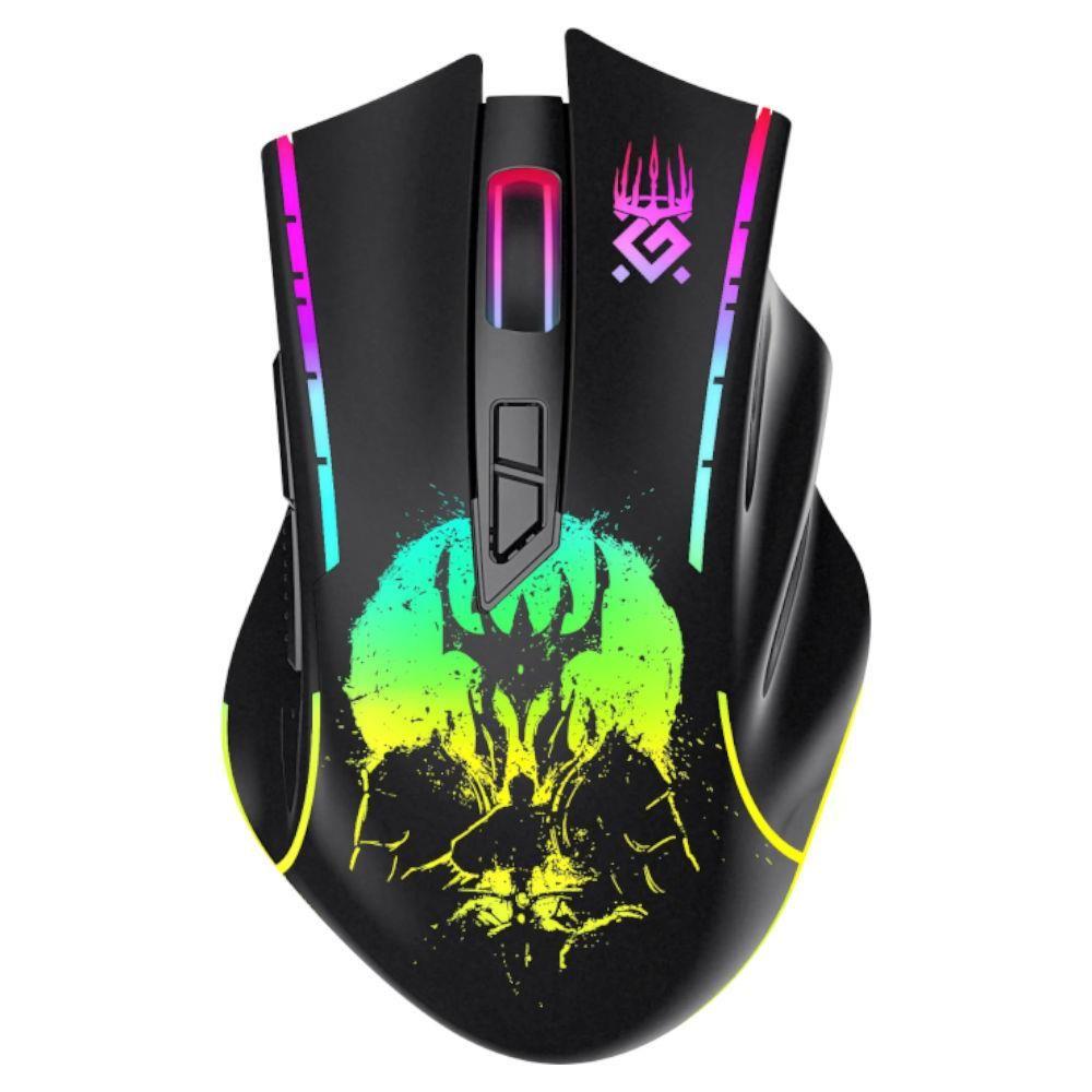 Mysz bezprzewodowa Defender KRONOS GM-695 optyczna 1600dpi czarna RGB AKUMULATOR 6 przycisków Gaming — zdjęcie 1