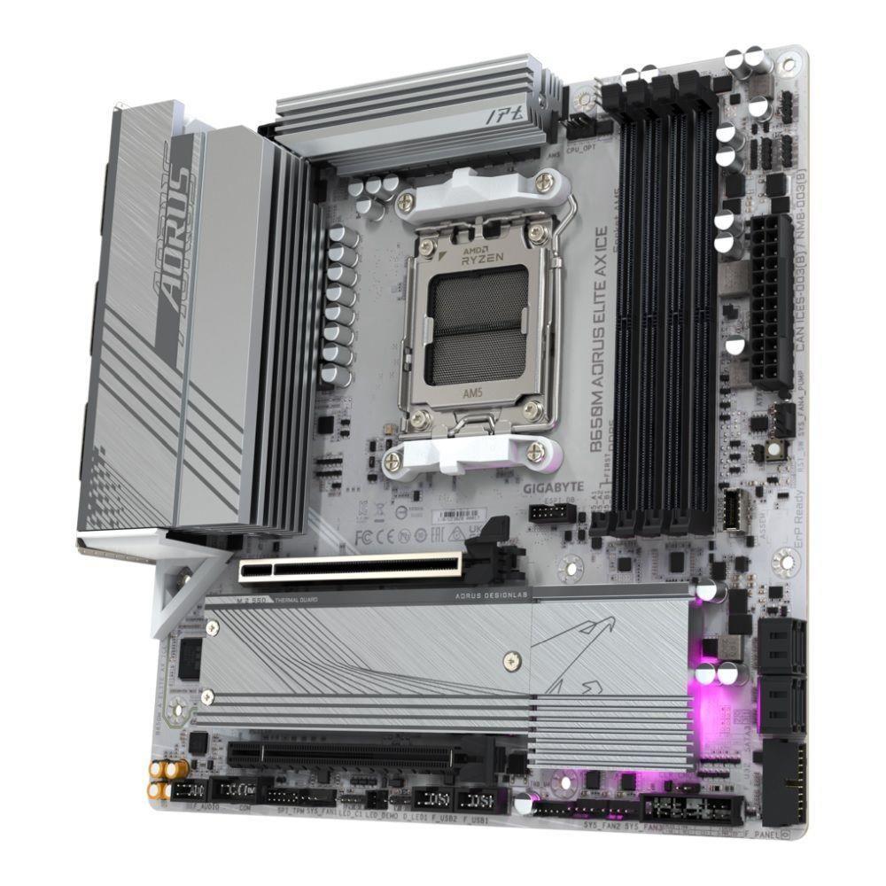 Płyta Gigabyte B650M A ELITE AX ICE /AMD B650/DDR5/SATA3/M.2/USB3.2/PCIe5.0/WiFi/BT/AM5/mATX — zdjęcie 3