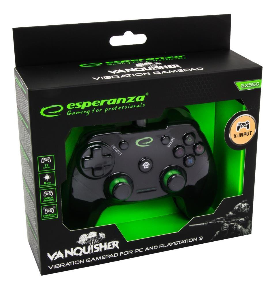 Gamepad PS3/PC USB Esperanza "Vanquisher" czarny — zdjęcie 3