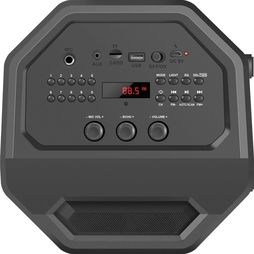 Głośnik Defender RAGE Bluetooth 50W MP3/FM/SD/USB/AUX/TWS/MIC/LED KARAOKE czarny PILOT — zdjęcie 2