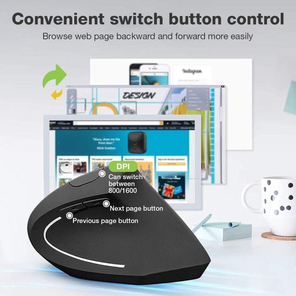 Mysz bezprzewodowa Techly 2.4GHz RF USB pionowa 1600dpi optyczna — zdjęcie 7