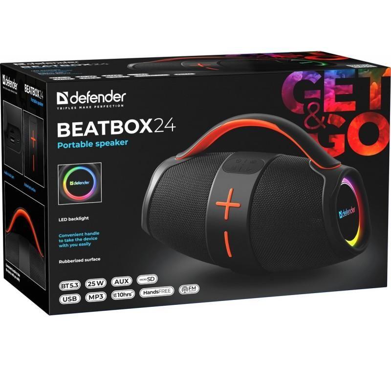 Głośnik Defender BEATBOX 24 Bluetooth 25W MP3/AUX/SD/USB/TWS/LED czarny — zdjęcie 5