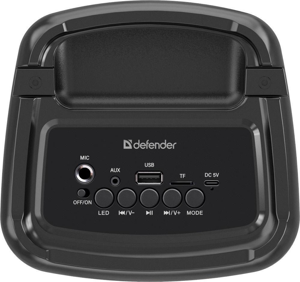 Głośnik Defender CONCERTO Bluetooth 20W MP3/FM/SD/USB/AUX/TWS/LED/MIC KARAOKE czarny + mikrofon — zdjęcie 5