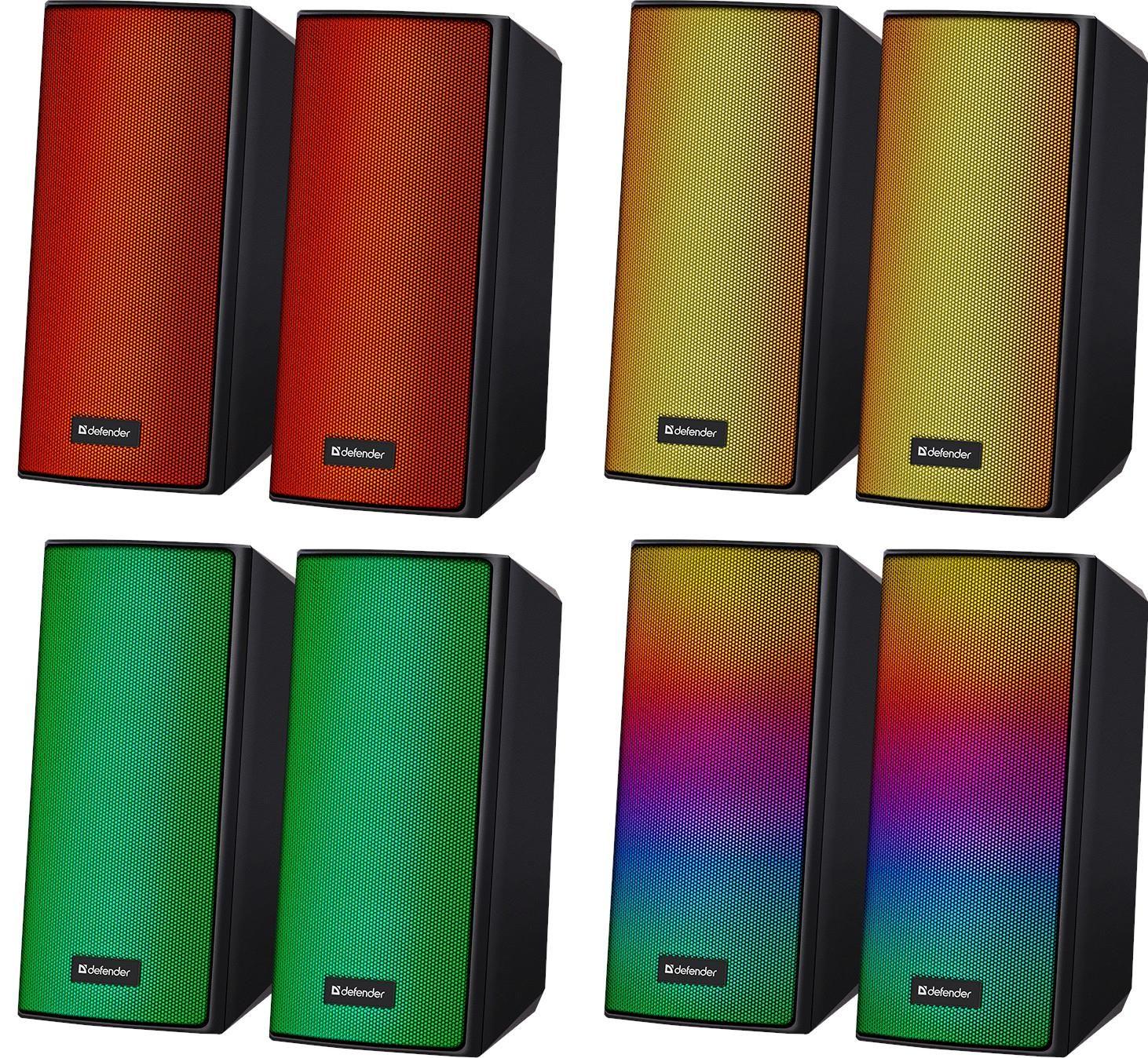 Głośniki Defender SPITFIRE 2.0 6W Bluetooth USB podświetlenie RGB MP3 — zdjęcie 2