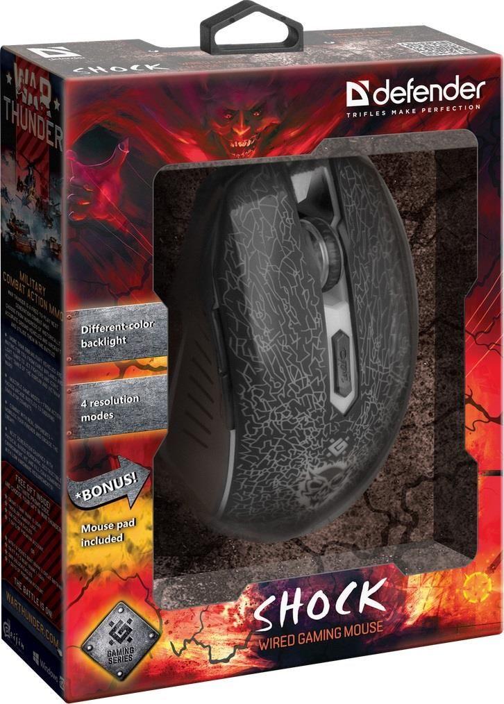 Mysz przewodowa Defender SHOCK GM-110L 3200dpi 6P + podkładka Gaming + GRA — zdjęcie 7