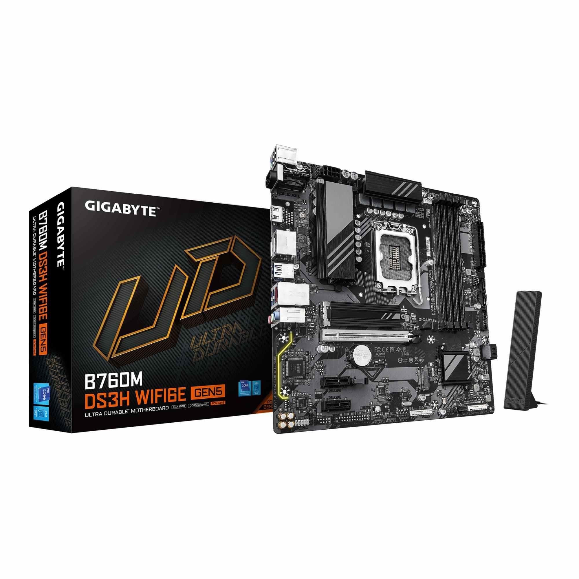 Płyta Gigabyte B760M DS3H WF6E GEN5 /B760/DDR5/SATA3/M.2/USB3.1/PCIe5.0/WiFi/BT/s.1700/mATX — zdjęcie 4