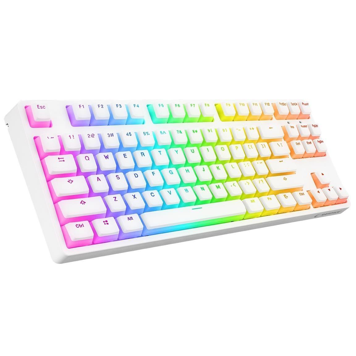 Klawiatura przewodowa Rampage TKL GHOST Huano Red Switch mechaniczna biała