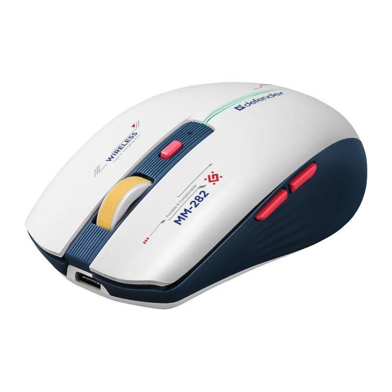 Mysz bezprzewodowa Defender DILA MM-282 optyczna 1800dpi biała RGB AKUMULATOR 6 przycisków Gaming — zdjęcie 2