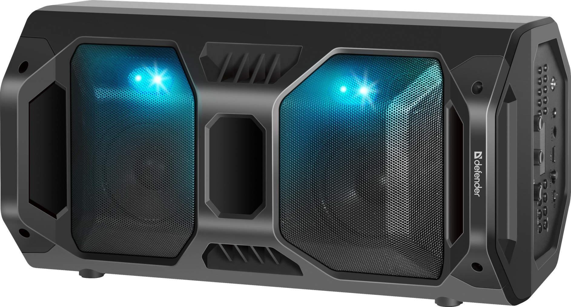 Głośnik Defender RAGE Bluetooth 50W MP3/FM/SD/USB/AUX/TWS/MIC/LED KARAOKE czarny PILOT — zdjęcie 1