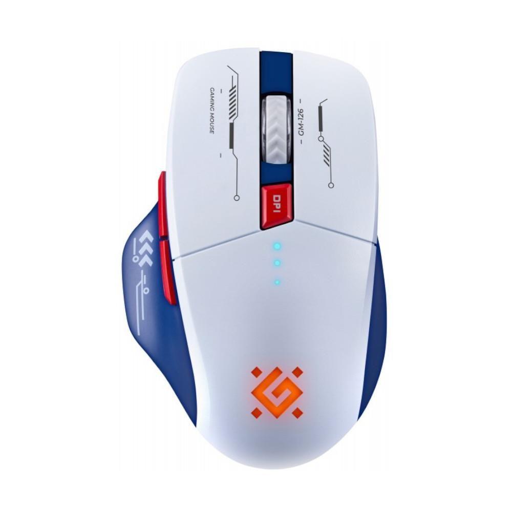 Mysz bezprzewodowa Defender TISA GM-126 optyczna 1600dpi 2.4 GHz + Bluetooth biało-niebieska RGB AKUMULATOR 6 przycisków Gaming — zdjęcie 1