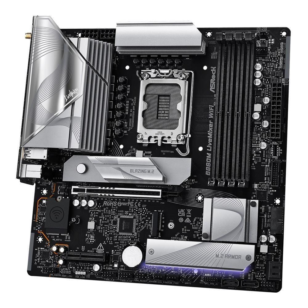 Płyta ASRock B860M LiveMixer WiFi /B860/DDR5/SATA3/M.2/TB4/WiFi/BT/PCIe5.0/s.1851/M-ATX — zdjęcie 4
