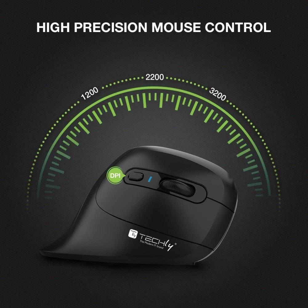 Mysz bezprzewodowa Techly 2.4GHz RF USB pionowa 3200dpi optyczna — zdjęcie 10