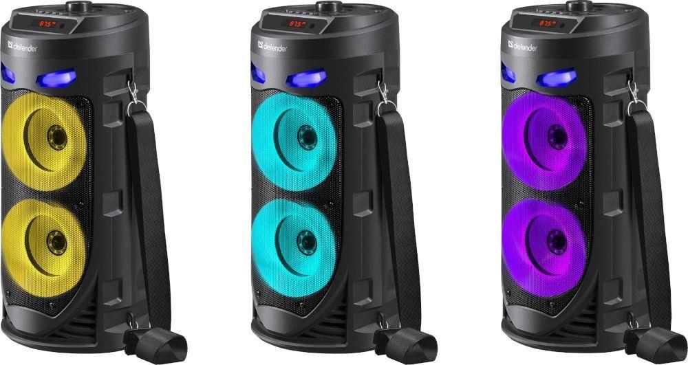 Głośnik Defender CRASHBOOM Bluetooth 16W MP3/FM/SD/USB/AUX/TWS/LED/MIC/LCD KARAOKE czarny + mikrofon + pilot — zdjęcie 2