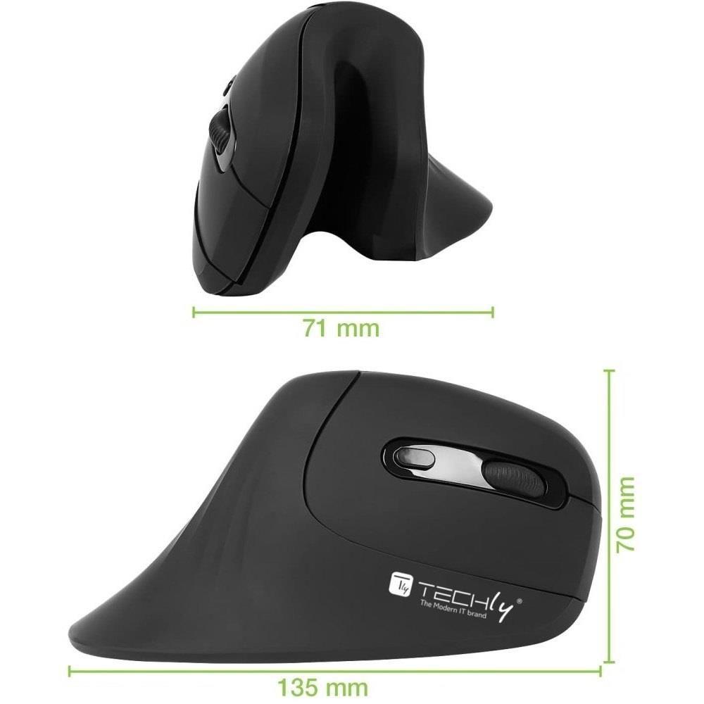 Mysz bezprzewodowa Techly 2.4GHz RF USB pionowa 3200dpi optyczna — zdjęcie 4