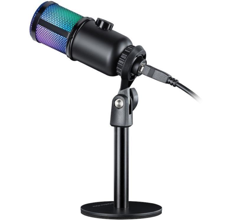Mikrofon przewodowy Defender GLOW GMC 400 ze statywem STREAM strumieniowy RGB USB — zdjęcie 6