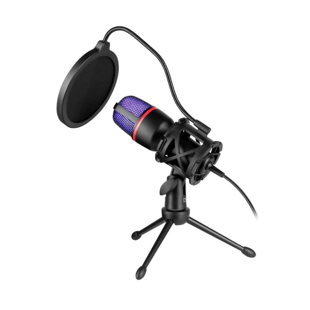 Mikrofon przewodowy Defender FORTE GMC 300 ze statywem STREAM strumieniowy RGB USB — zdjęcie 1