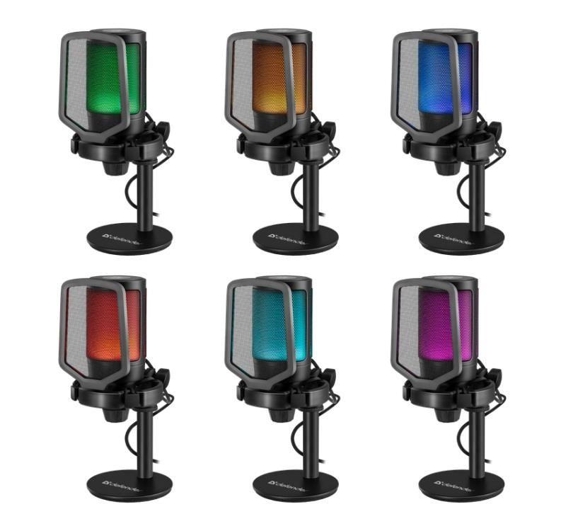 Mikrofon przewodowy Defender IMPULSE GMC 600 ze statywem STREAM strumieniowy RGB USB — zdjęcie 2
