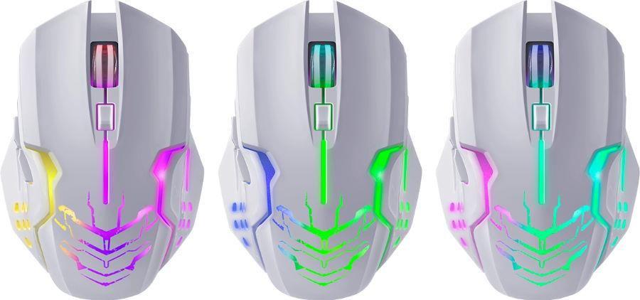 Mysz bezprzewodowa Defender KATANA GM-511 optyczna 3200dpi biała RGB AKUMULATOR 7 przycisków Gaming bezklikowa silent — zdjęcie 2
