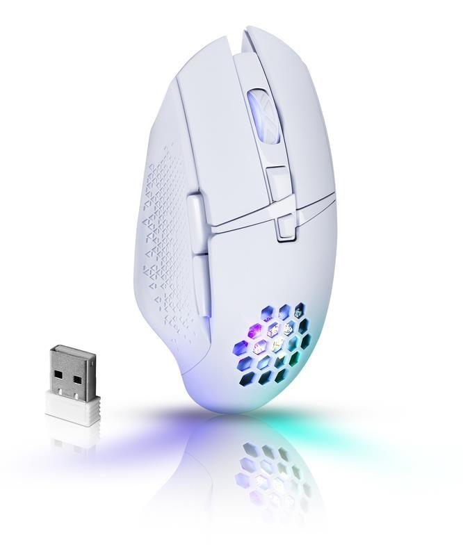 Mysz bezprzewodowa Defender GLORY GM-514 optyczna 3200dpi biała RGB AKUMULATOR 7 przycisków Gaming — zdjęcie 3