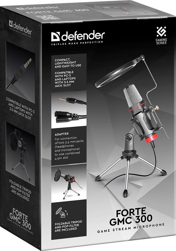 Mikrofon przewodowy Defender FORTE GMC 300 ze statywem STREAM strumieniowy — zdjęcie 4
