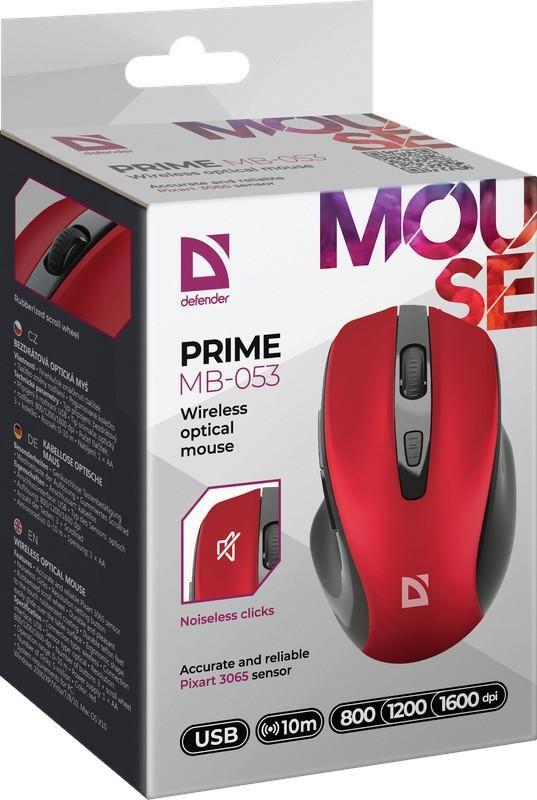 Mysz bezprzewodowa Defender PRIME MB-053 optyczna bezklikowa silent 1600dpi czerwona — zdjęcie 4