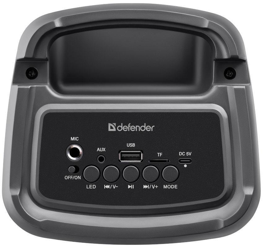 Głośnik Defender BOOMER 20 Bluetooth 20W MP3/FM/SD/USB/AUX/TWS/LED/MIC KARAOKE czarny — zdjęcie 8