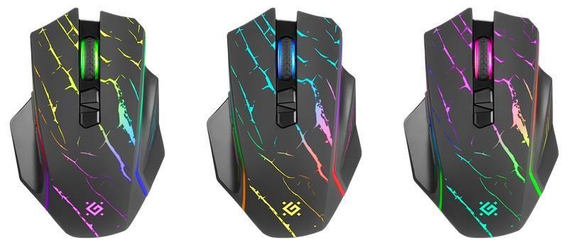 Mysz bezprzewodowa Defender URAN GM-503 optyczna 3200dpi czarna RGB AKUMULATOR 8 przycisków Gaming — zdjęcie 2