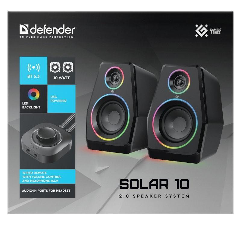 Głośniki Defender SOLAR 10 2.0 10W Bluetooth USB podświetlenie RGB — zdjęcie 12