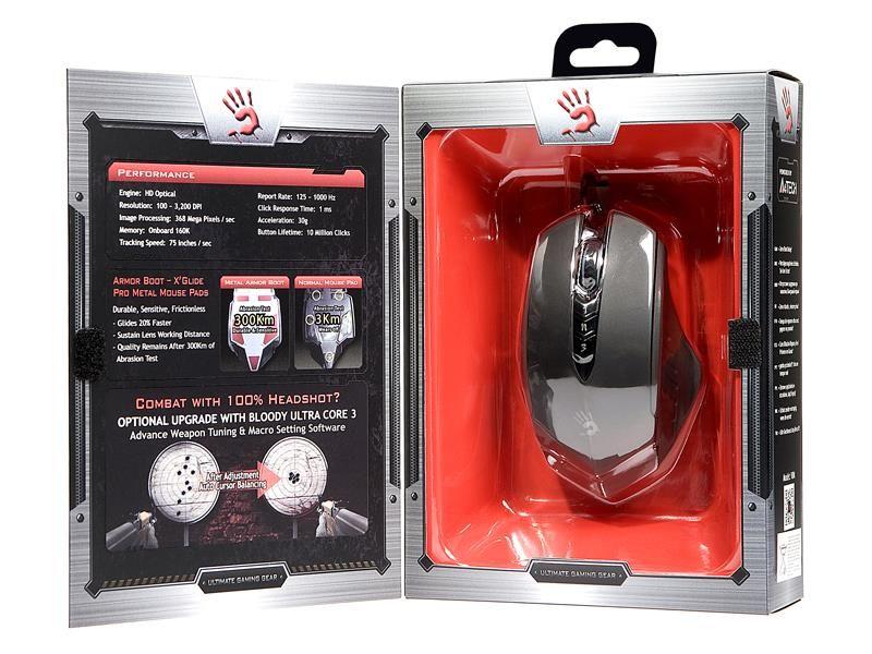 Mysz przewodowa A4Tech Bloody V8m V-Track Gaming USB ślizgacze czarna — zdjęcie 5