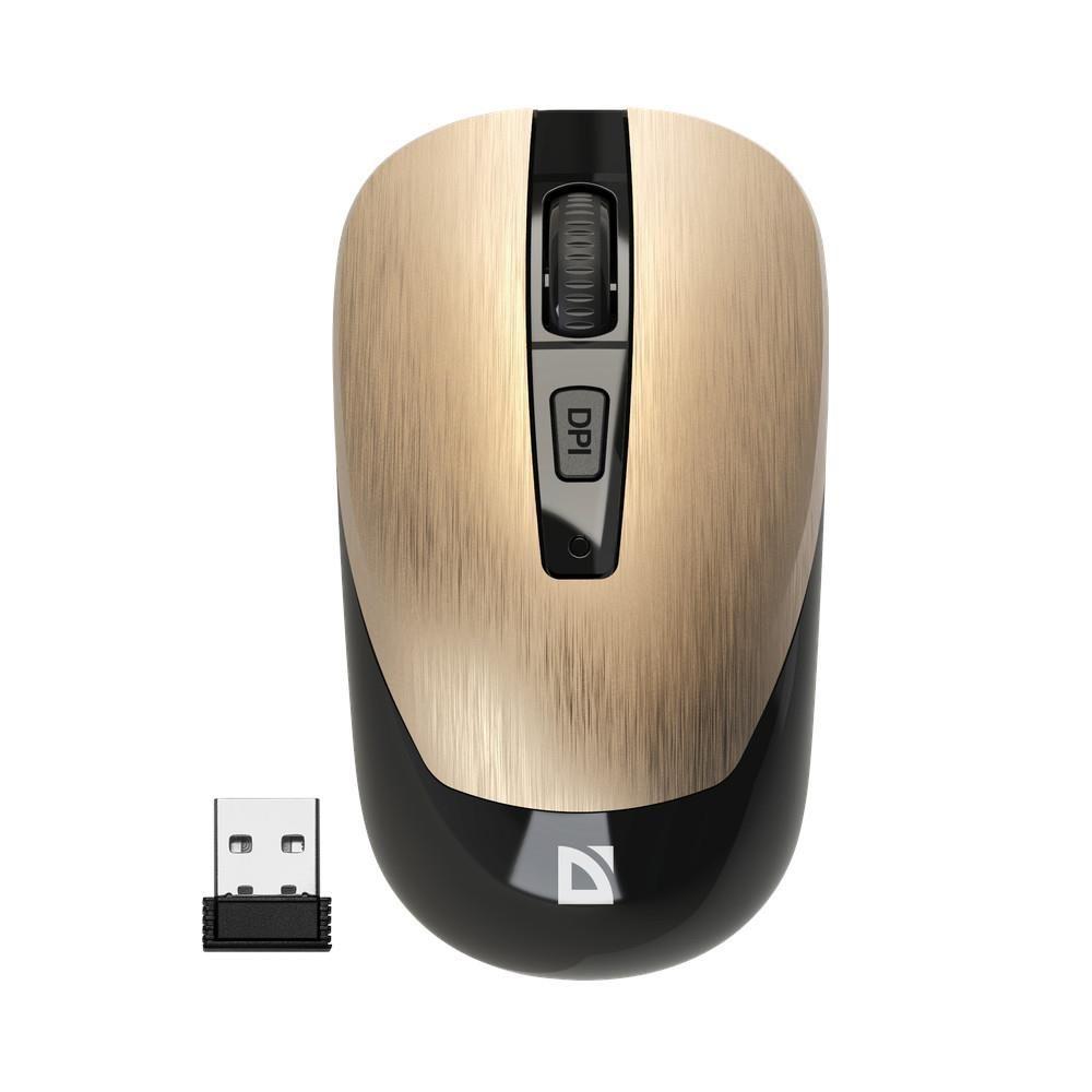 Mysz bezprzewodowa Defender WAVE MM-995 optyczna bezklikowa silent 1600dpi złota — zdjęcie 1
