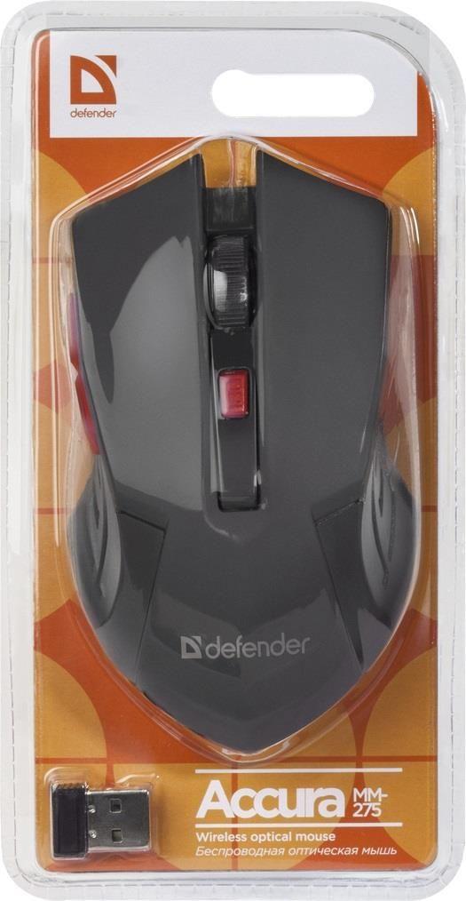 Mysz bezprzewodowa Defender ACCURA MM-275 optyczna 1600dpi 6P czarno-czerwona — zdjęcie 4