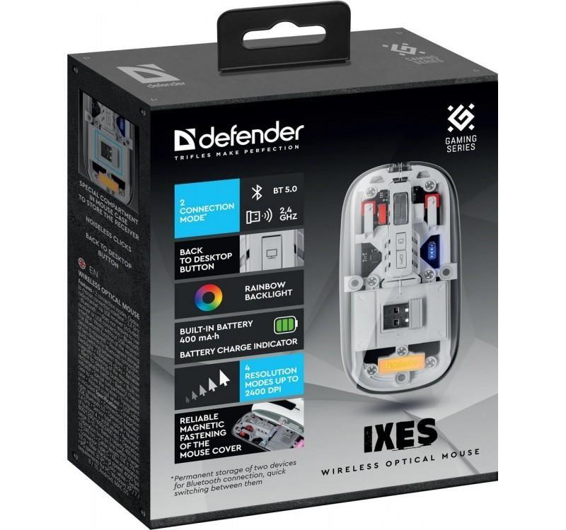 Mysz bezprzewodowa Defender IXES MM-999 optyczna 2400dpi 2.4GHz + Bluetooth AKUMULATOR bezklikowa silent — zdjęcie 7