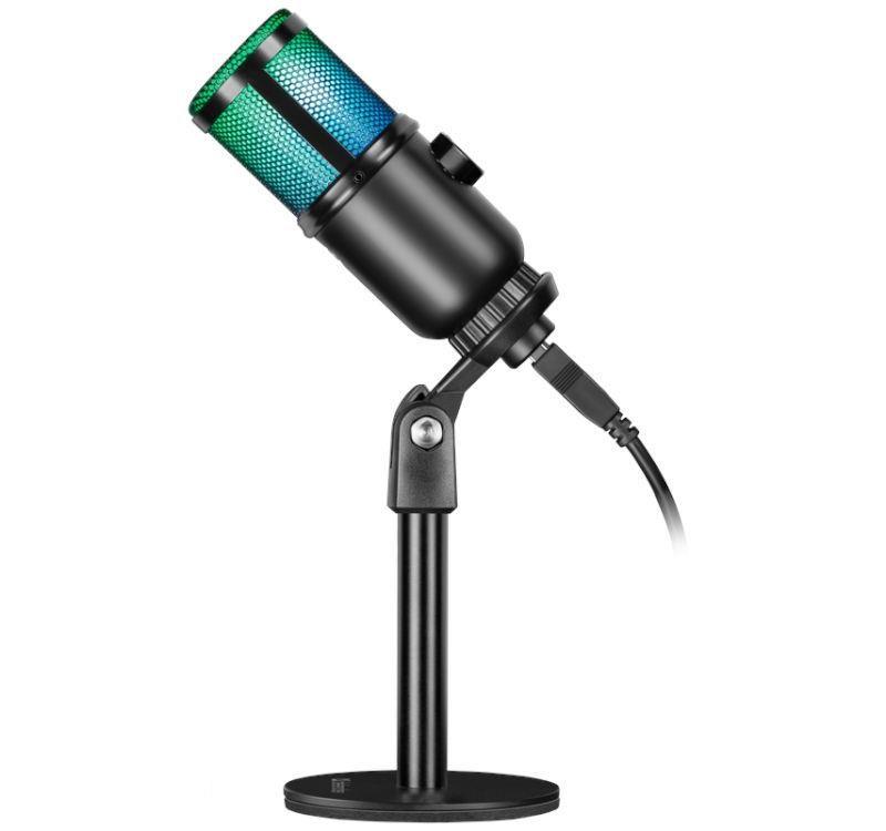 Mikrofon przewodowy Defender GLOW GMC 400 ze statywem STREAM strumieniowy RGB USB — zdjęcie 5
