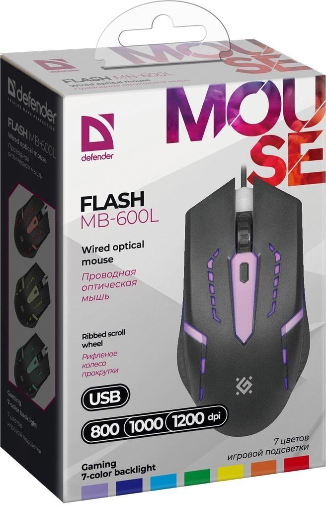 Mysz przewodowa Defender FLASH MB-600L 1200dpi 4P LED — zdjęcie 5