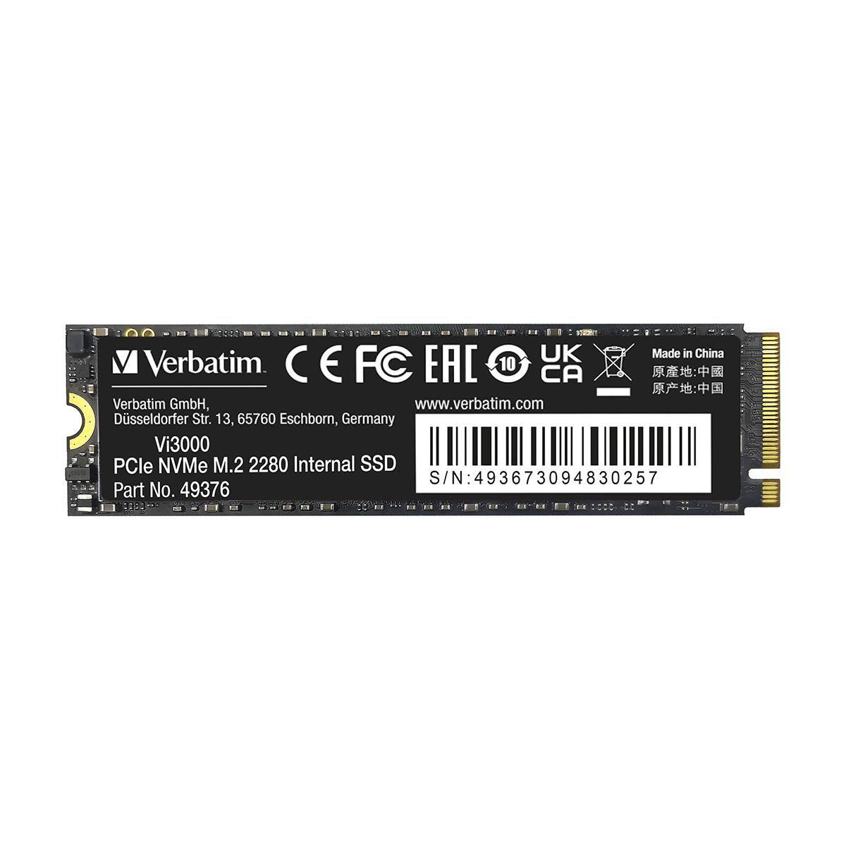 Dysk SSD Verbatim Vi3000 2TB M.2 2280 PCIe Gen3 NVME (3100/2200 MB/s)
