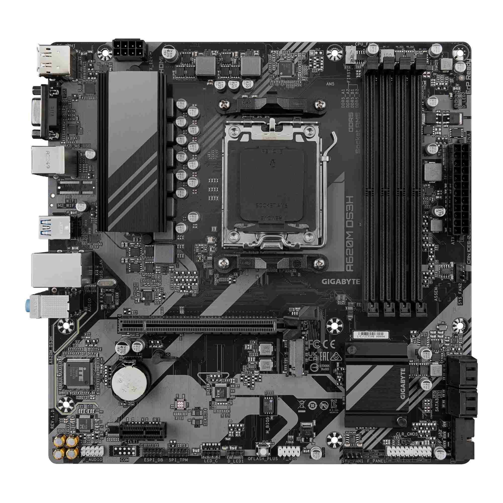 Płyta Gigabyte A620M DS3H (rev. 1.1) /AMD A620/DDR5/SATA3/M.2/USB3.0/PCIe4.0/AM5/mATX — zdjęcie 1