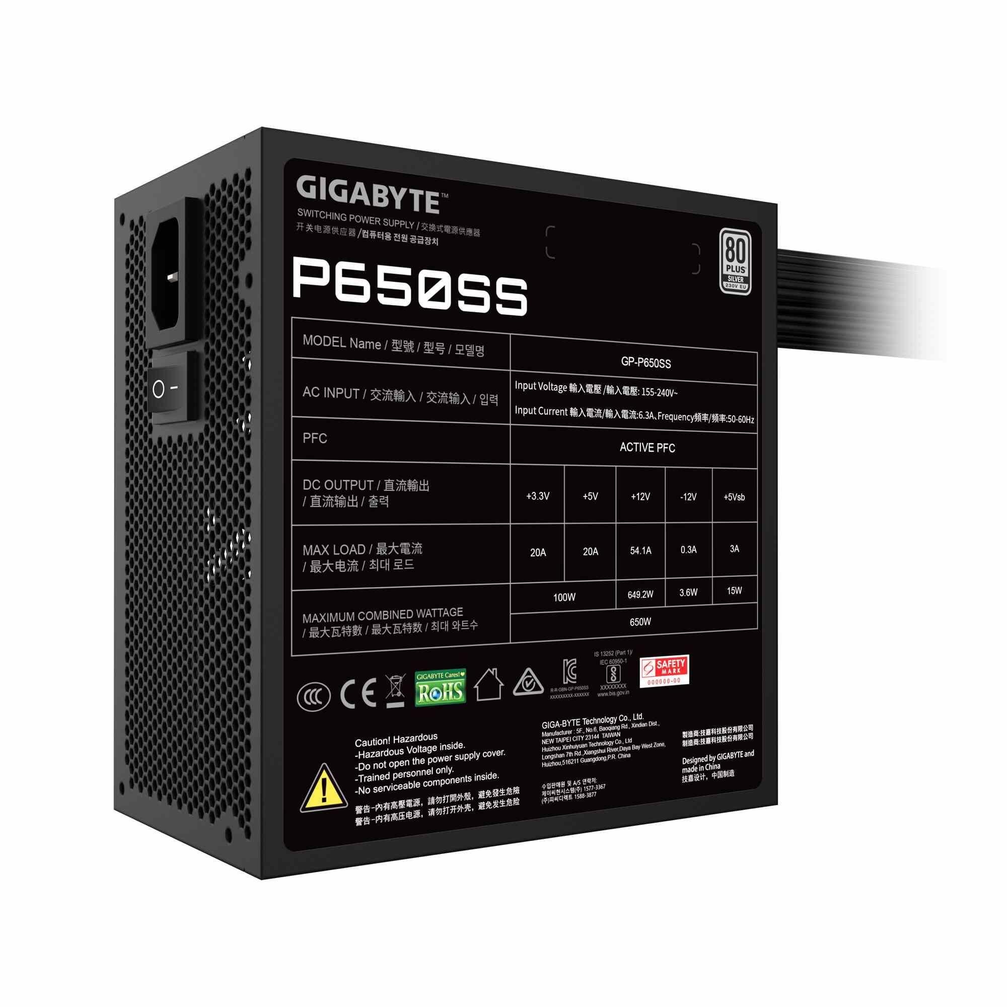 Zasilacz Gigabyte GP-P650SS 650W 120mm 80+Silver — zdjęcie 6