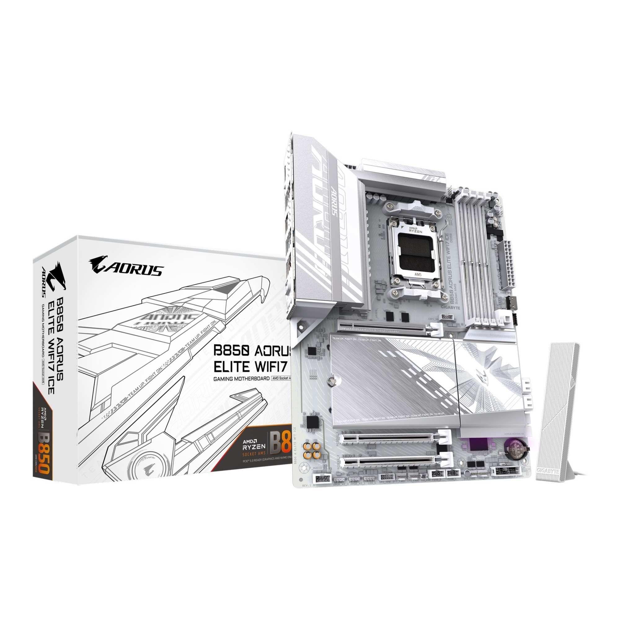Płyta Gigabyte B850 A ELITE WF7 ICE /AMD B850/DDR5/SATA3/M.2/USB3.2/PCIe5.0/WiFi/BT/AM5/ATX — zdjęcie 5