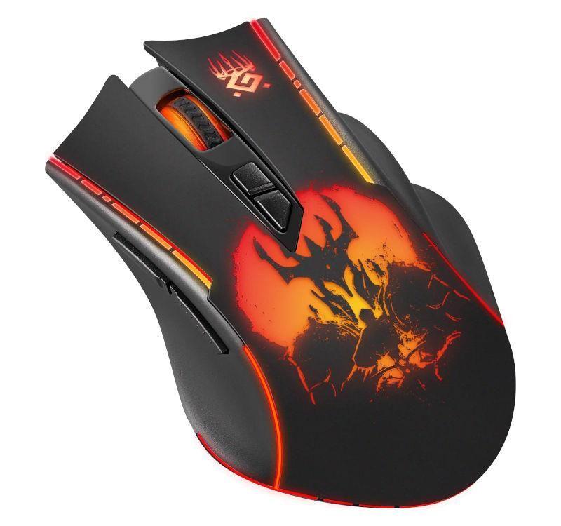 Mysz bezprzewodowa Defender KRONOS GM-695 optyczna 1600dpi czarna RGB AKUMULATOR 6 przycisków Gaming — zdjęcie 5