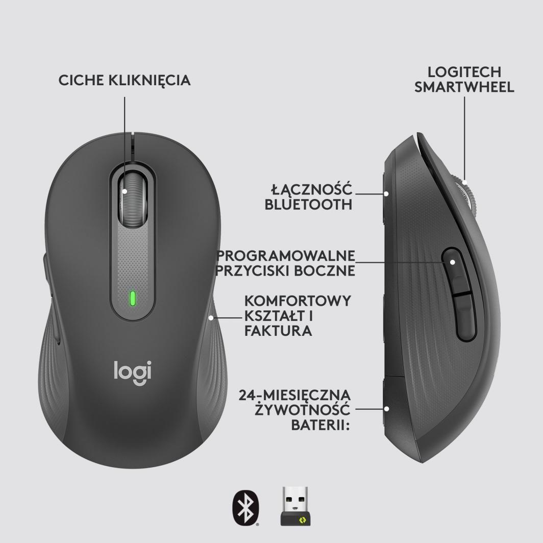 Mysz bezprzewodowa Logitech Signature M650 L optyczna GRAPHITE — zdjęcie 2