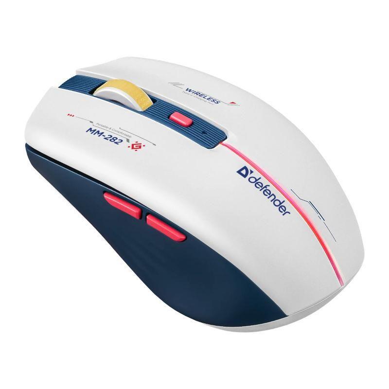 Mysz bezprzewodowa Defender DILA MM-282 optyczna 1800dpi biała RGB AKUMULATOR 6 przycisków Gaming — zdjęcie 6