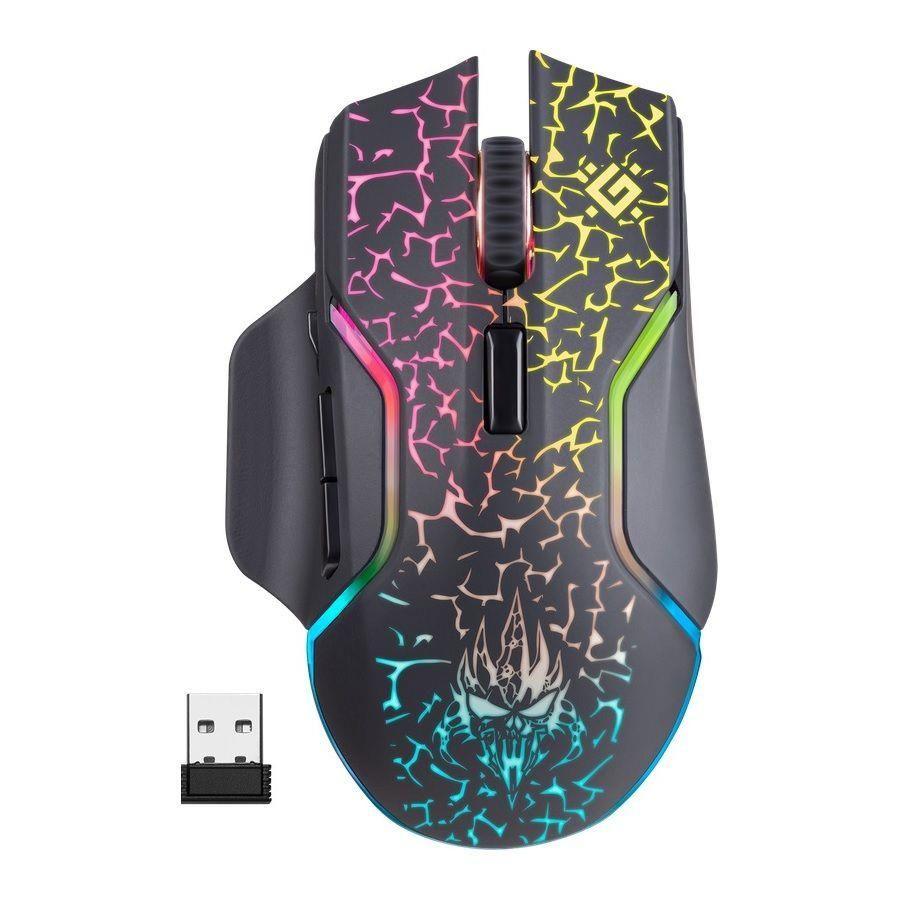 Mysz bezprzewodowa Defender ONESHOT GM-067 optyczna 3200dpi czarna RGB AKUMULATOR 7 przycisków Gaming — zdjęcie 1